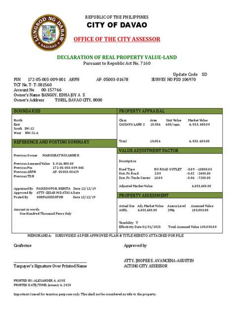 tax declaration meaning tagalog sample